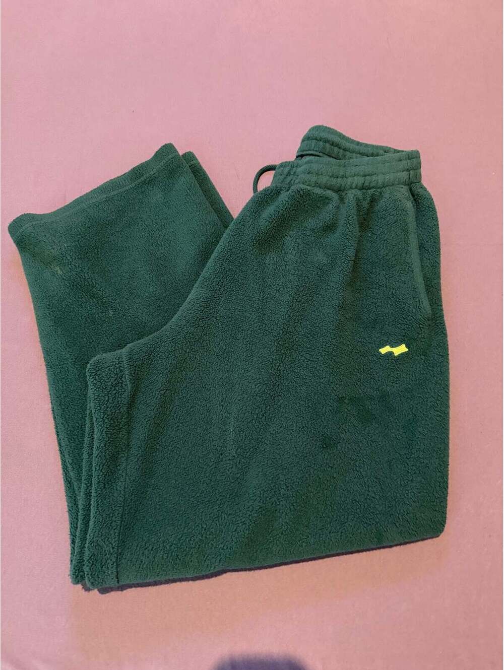 Skylark Forest Green Fleece Lounge Pants XL Made in USA Wide Leg